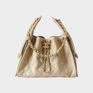 25 Quilted Leather Drawstring Handbag