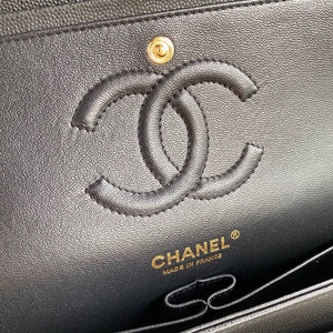 Classic Quilted Caviar Leather Medium Double Flap Bag