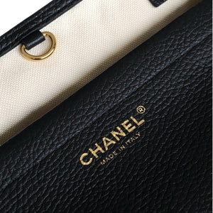 Grained Calfskin Boucle Urban Essentials Bag Ecru Black