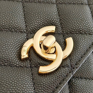 Black Trendy CC Caviar Leather Top Handle Bag