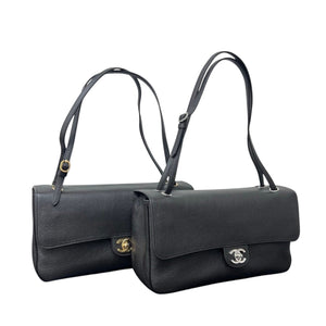 Grained Calfskin Small Souplissimo Maxi Flap Black bag