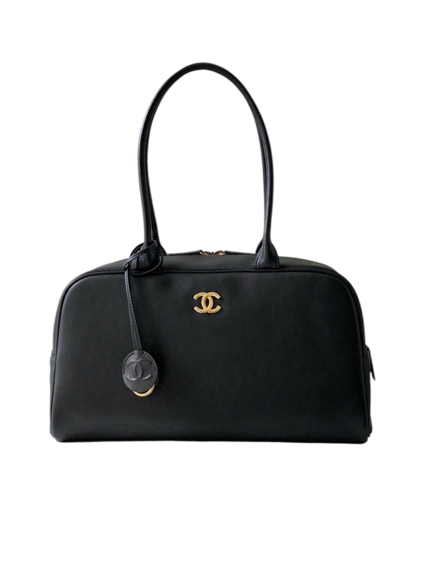 Calfskin Large Perfect Bowling Bag Black