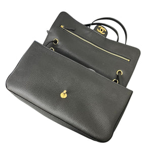 Grained Calfskin Small Souplissimo Maxi Flap Black bag
