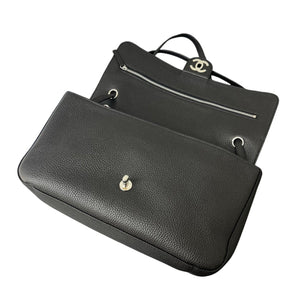 Grained Calfskin Small Souplissimo Maxi Flap Black bag