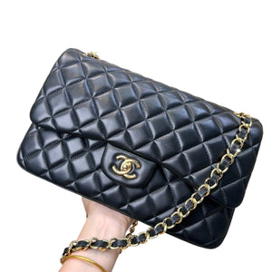 Black Classic Jumbo Double Flap Bag