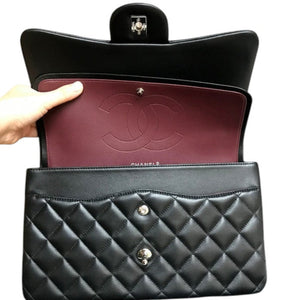 Black Classic Jumbo Double Flap Bag