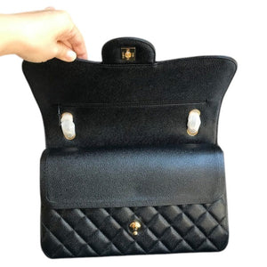 Black Classic Jumbo Double Flap Bag
