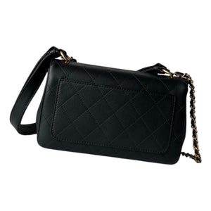 Black Matelassé 25 Lambskin Chain Shoulder Bag