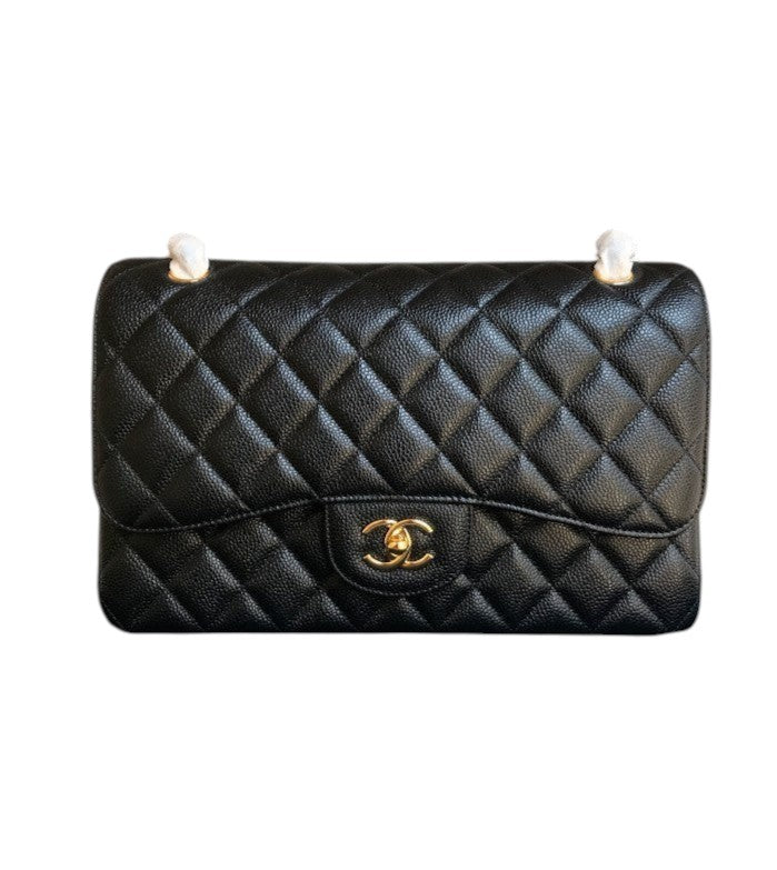 Black Classic Jumbo Double Flap Bag