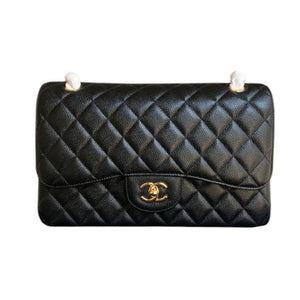 Black Classic Jumbo Double Flap Bag