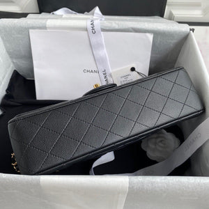 Classic Quilted Caviar Leather Medium Double Flap Bag