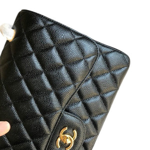 Black Classic Jumbo Double Flap Bag