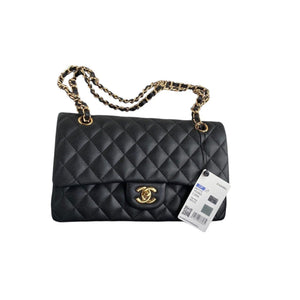 Classic Quilted Caviar Leather Medium Double Flap Bag