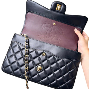 Black Classic Jumbo Double Flap Bag