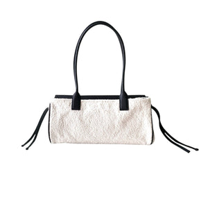 Grained Calfskin Boucle Urban Essentials Bag Ecru Black