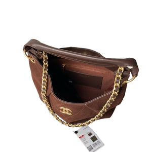 Quilted Suede Hobo Shoulder Bag