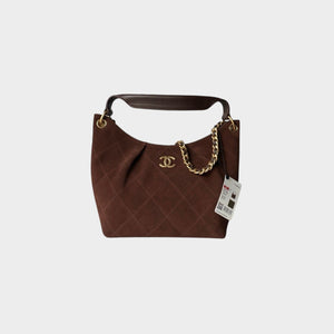 Quilted Suede Hobo Shoulder Bag