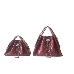 25 Burgundy Quilted Leather Chain Shoulder Bag