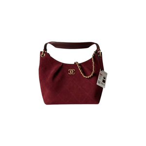 Quilted Suede Hobo Shoulder Bag