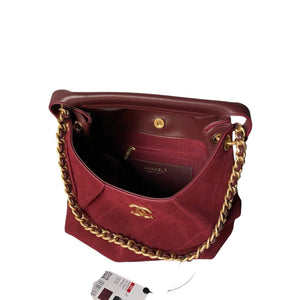 Quilted Suede Hobo Shoulder Bag