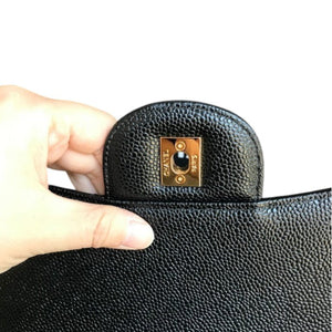 Black Classic Jumbo Double Flap Bag