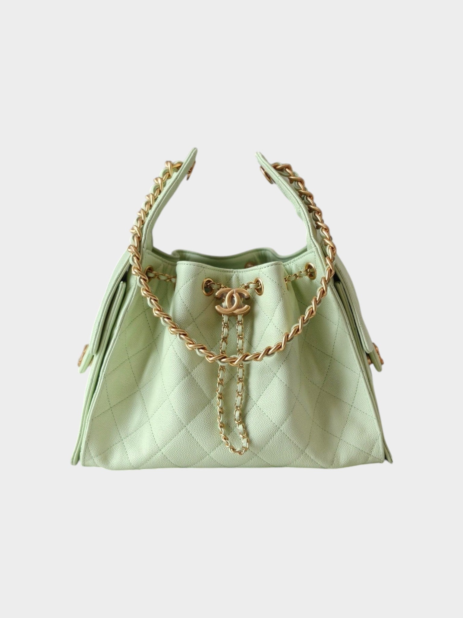 25 Quilted Leather Drawstring Handbag