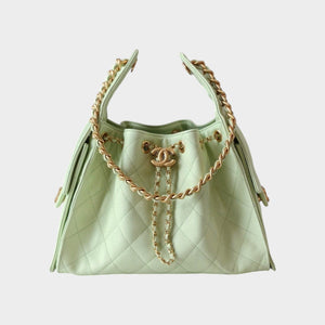 25 Quilted Leather Drawstring Handbag