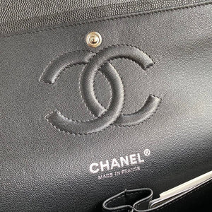 Classic Quilted Caviar Leather Medium Double Flap Bag