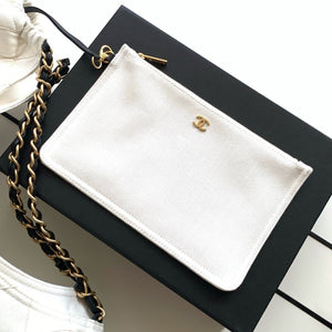 Coco Beach White & Black Denim Calfskin Small Shopping Bag