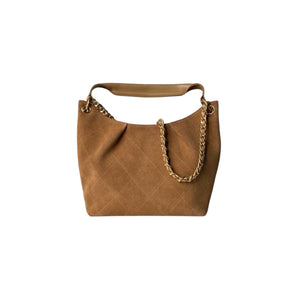 Quilted Suede Hobo Shoulder Bag