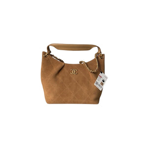 Quilted Suede Hobo Shoulder Bag