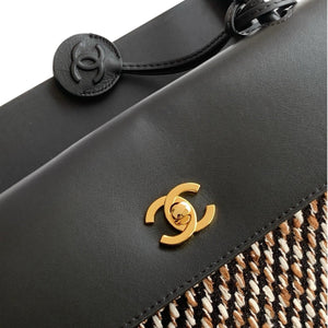 Tweed Calfskin Urban Essentials Bag Black Multicolor