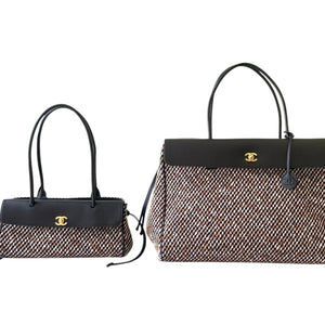 Tweed Calfskin Urban Essentials Bag Black Multicolor