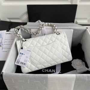 Classic Quilted Caviar Leather Medium Double Flap Bag