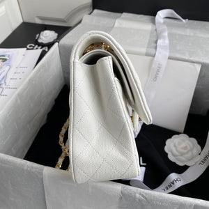 Classic Quilted Caviar Leather Medium Double Flap Bag