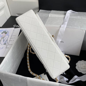 Classic Quilted Caviar Leather Medium Double Flap Bag