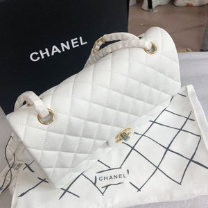 Classic Quilted Caviar Leather Medium Double Flap Bag