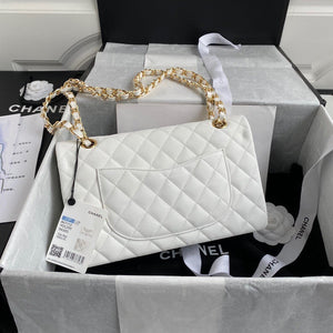 Classic Quilted Caviar Leather Medium Double Flap Bag