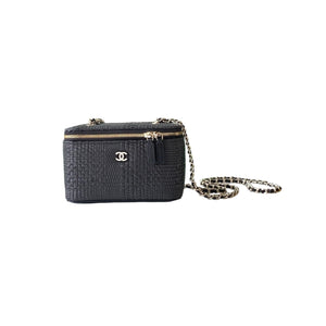 Classic Long Vanity with Chain Braided Raffia & Gold-Tone Metal