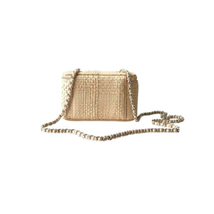 Classic Long Vanity with Chain Braided Raffia & Gold-Tone Metal