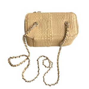 Classic Long Vanity with Chain Braided Raffia & Gold-Tone Metal