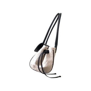 Grained Calfskin Boucle Urban Essentials Bag Ecru Black