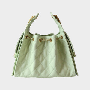 25 Quilted Leather Drawstring Handbag