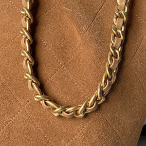 Quilted Suede Hobo Shoulder Bag