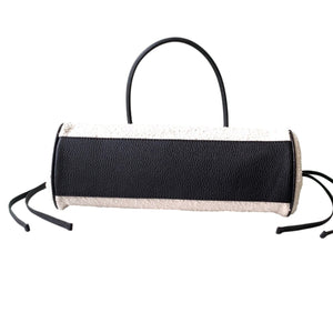 Grained Calfskin Boucle Urban Essentials Bag Ecru Black