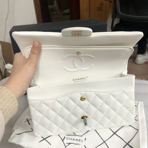 Classic Quilted Caviar Leather Medium Double Flap Bag