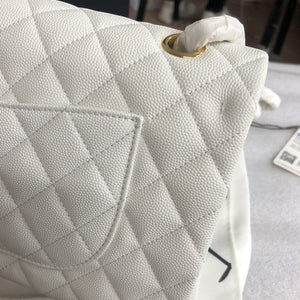 Classic Quilted Caviar Leather Medium Double Flap Bag