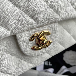 Classic Quilted Caviar Leather Medium Double Flap Bag