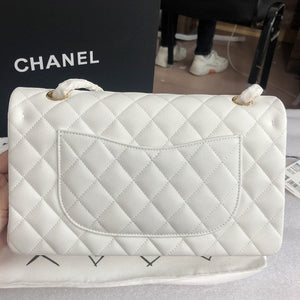 Classic Quilted Caviar Leather Medium Double Flap Bag