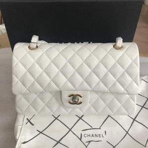 Classic Quilted Caviar Leather Medium Double Flap Bag